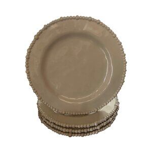 4 Gray Beaded Salad Plates  9" Round Home Expressions Melamine